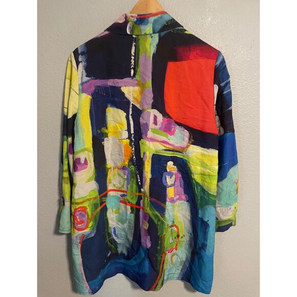 Claire Desjardins Shirt Womens Medium Multicolor Abstract Button Front Tunic - Picture 3 of 9